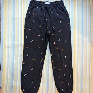⭐ Lou & Grey Flower floral embroidered Terry Sweats Joggers size XS